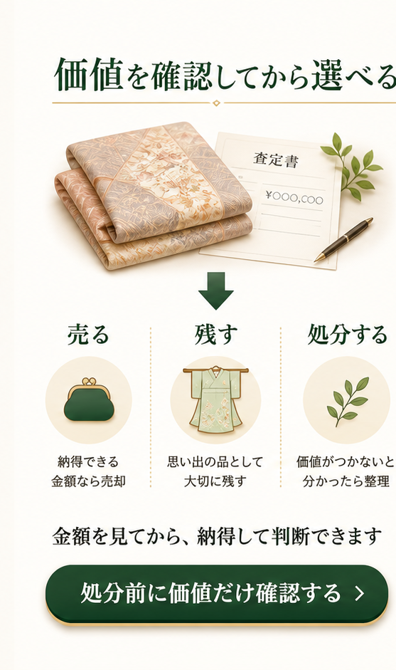 価値を確認してから売る、残す、処分するを選べる図解